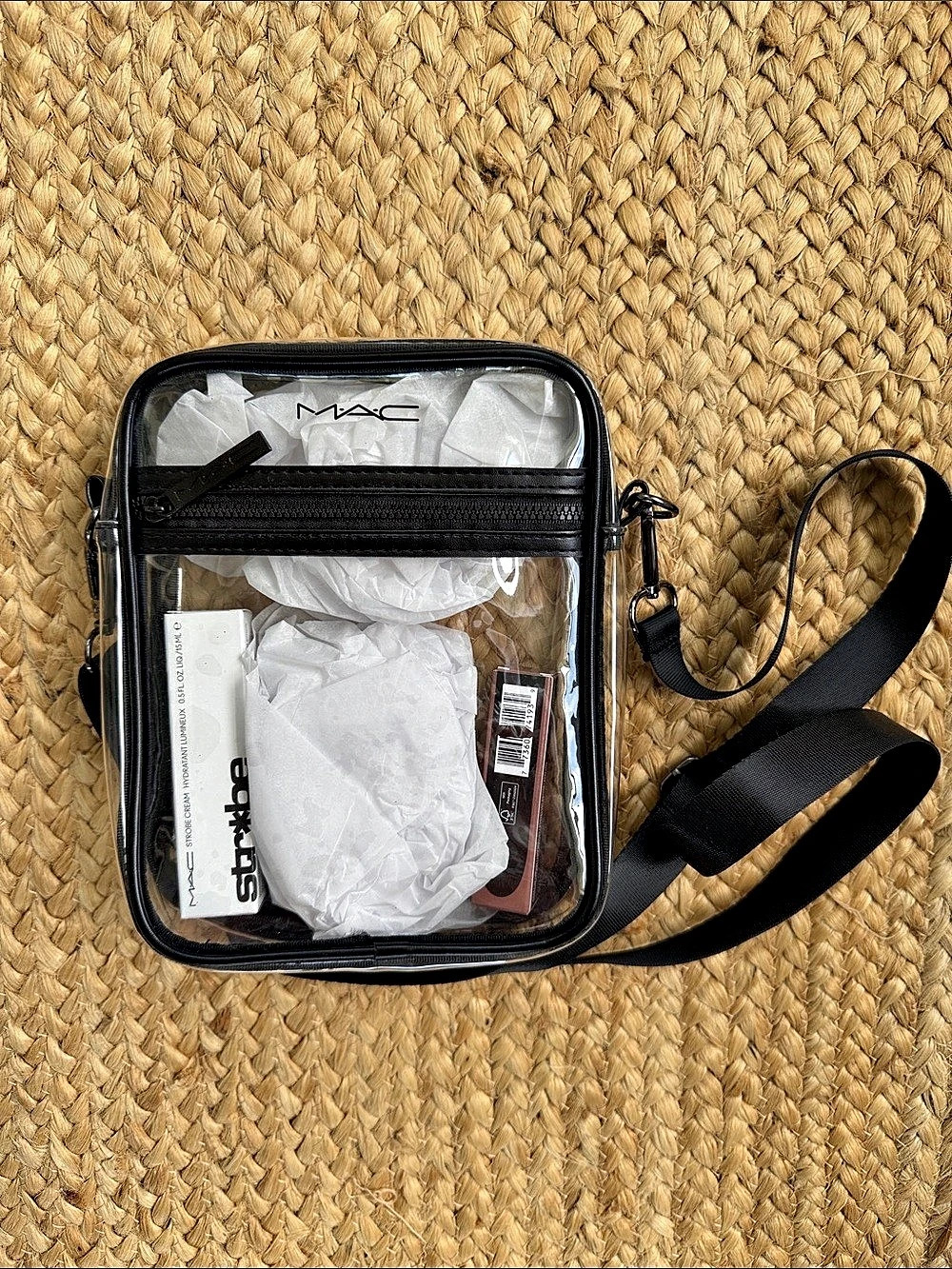 MAC Transparent Cosmetic Crossbody Bag Black & Clear NWT